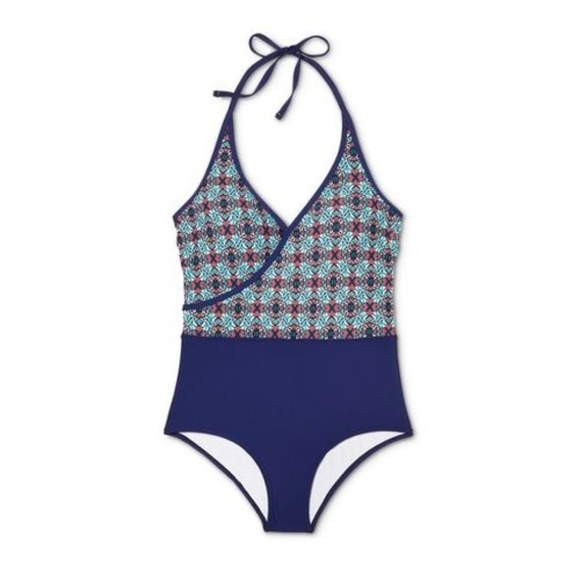 Sea Angel Tile Block Halter One Piece Swimsuit 1X - Picture 3 of 3